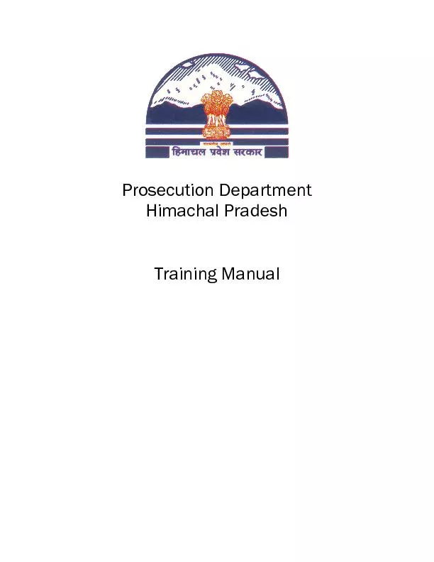 Prosecution Department Himachal Pradesh   Training Manual