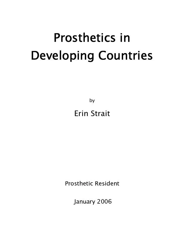 Prosthetics in Developing Countries   Erin Strait    Prosthetic Reside