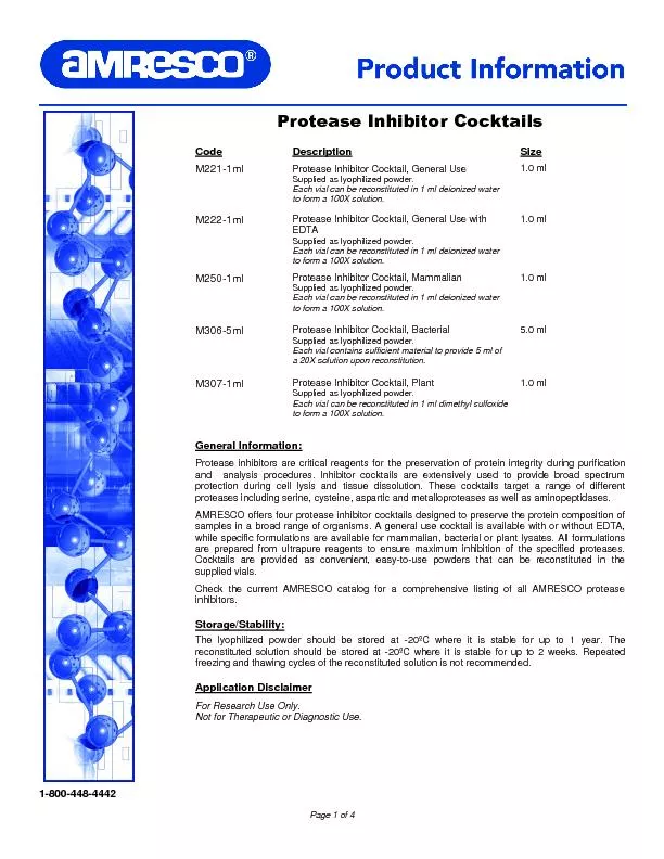 Protease Inhibitor Cocktails