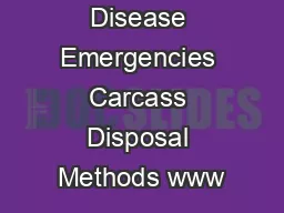 Animal Disease Emergencies Carcass Disposal Methods www