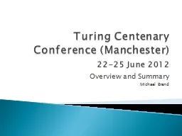 Turing Centenary Conference (Manchester)