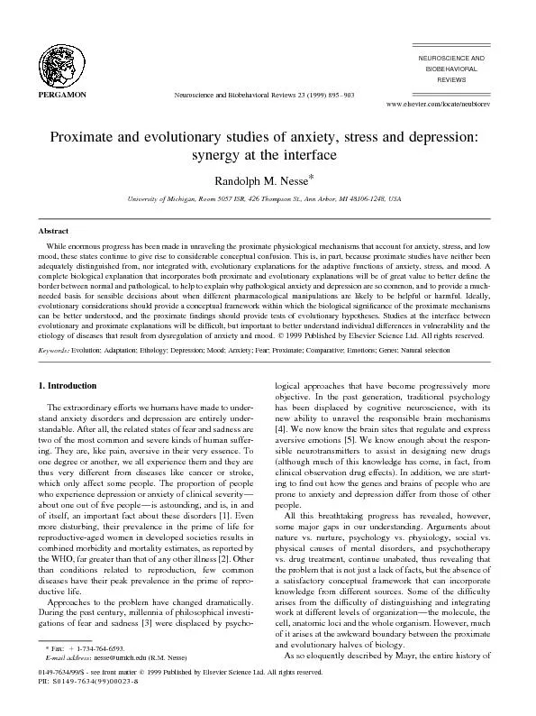 Proximateandevolutionarystudiesofanxiety,stressanddepression:synergyat