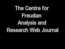The Centre for Freudian Analysis and Research Web Journal