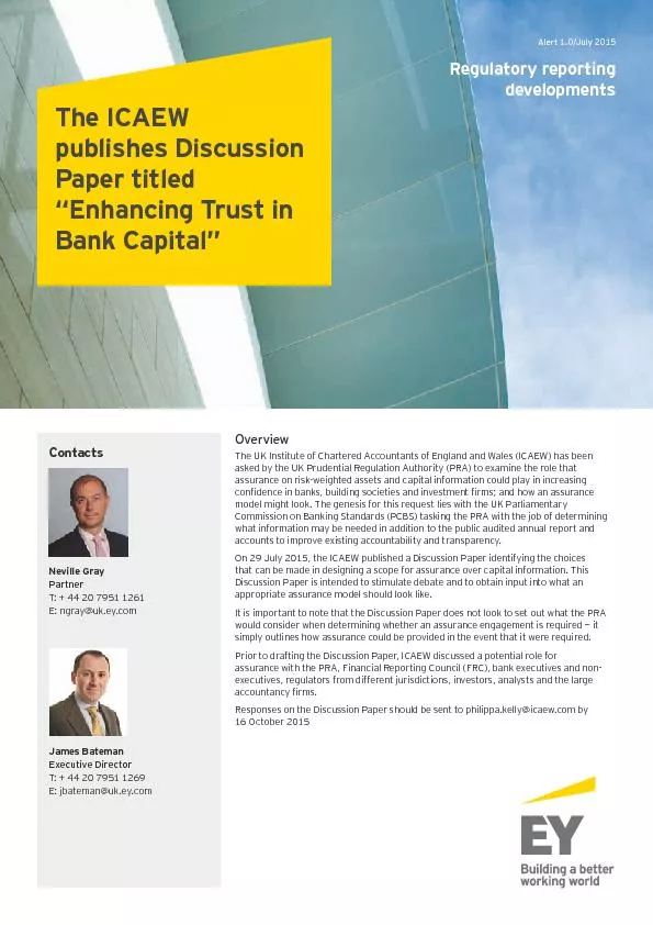 The ICAEW publishes Discussion Paper titled “Enhancing Trust in B