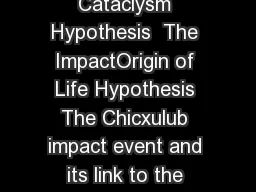 Development of a Concept The Inner Solar System Impact Cataclysm Hypothesis  The ImpactOrigin