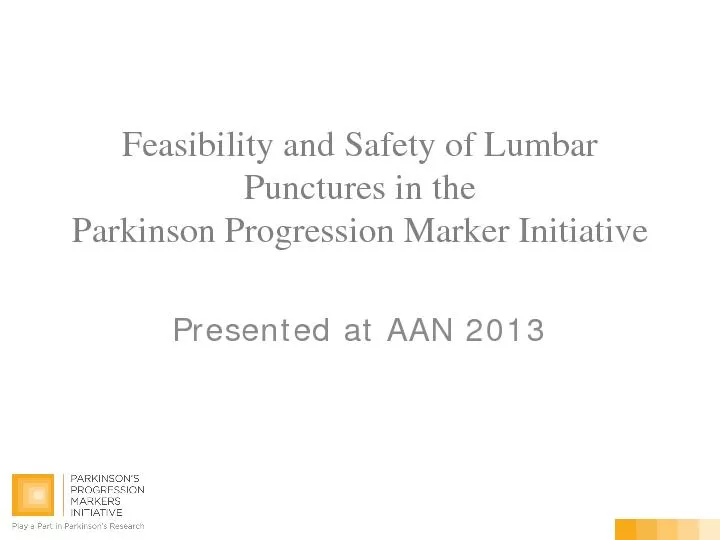 Feasibility and Safety of Lumbar Punctures in the Parkinson Progressio