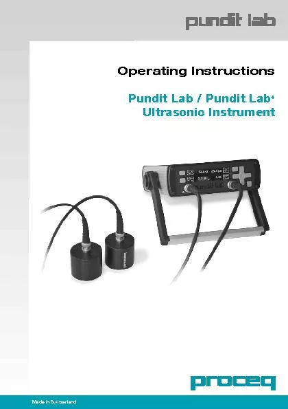 Operating InstructionsPundit Lab / Pundit Lab+Ultrasonic Instrument
..