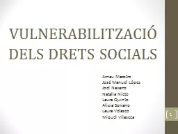 VULNERABILITZACIÓ DELS DRETS SOCIALS