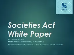 Societies Act White Paper