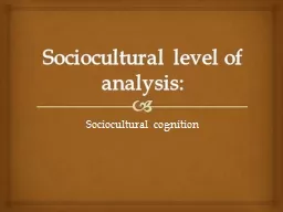 Sociocultural level of analysis: