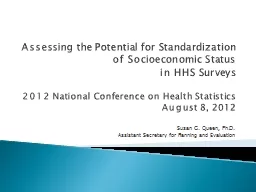 Assessing the Potential for Standardization of Socioecono