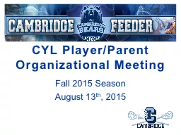 CYL Player/Parent Organizational Meeting