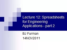 Lecture 12: Spreadsheets for Engineering Applications - par