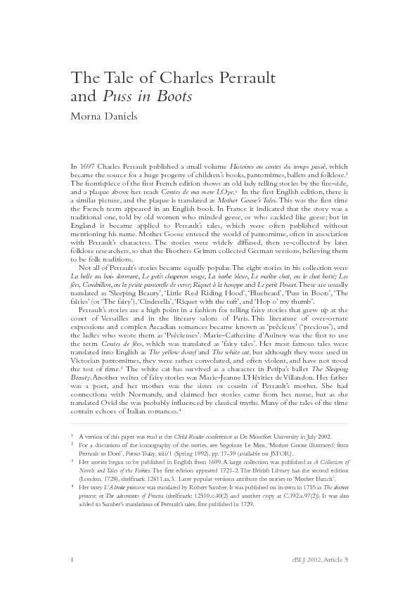 BLJ 2002,Article 5The Tale of Charles Perrault Morna DanielsIn 1697 Ch