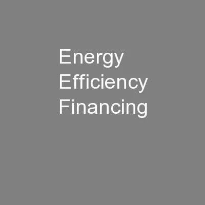 Energy Efficiency Financing
