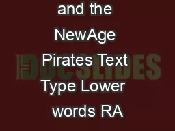 Catty Bimbar and the NewAge Pirates Text Type Lower  words RA