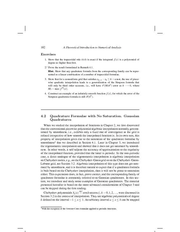ATheoreticalIntroductiontoNumericalAnalysis1.Showthatthetrapezoidalrul