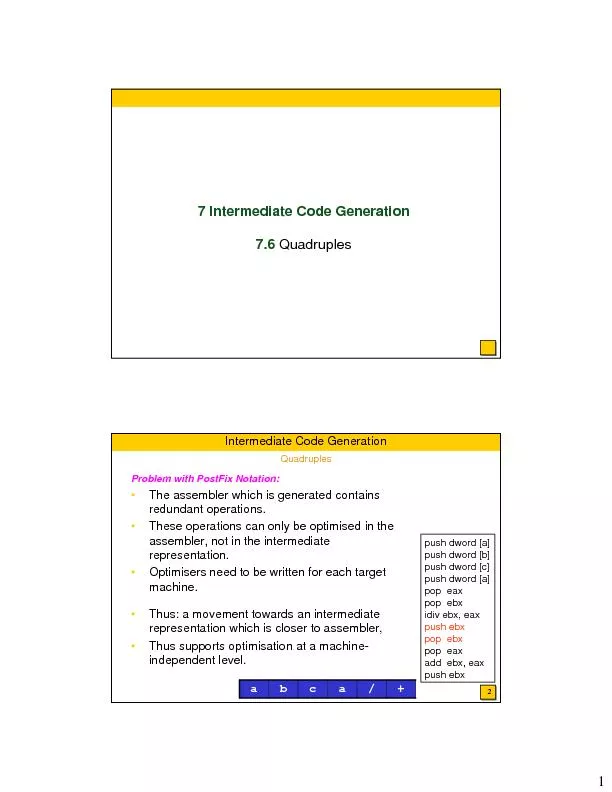7Intermediate Code Generation7.6