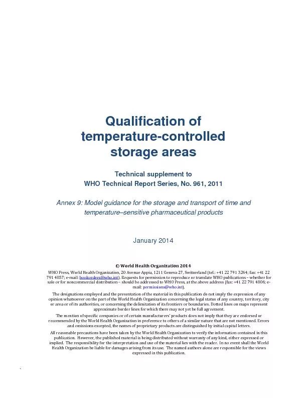 Qualification of  temperature-controlled  storage areas Technical supp