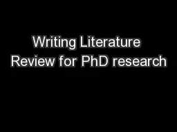 Writing Literature Review for PhD research