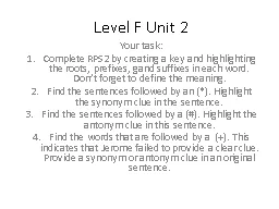 Level F Unit 2