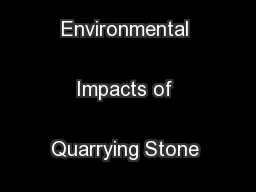 2  Potential Environmental Impacts of Quarrying Stone in Karst
...