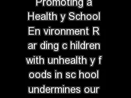 Promoting a Healthy School Environment   Promoting a Health y School En vironment R ar