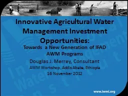 Innovative Agricultural Water Management Investment Opportu
