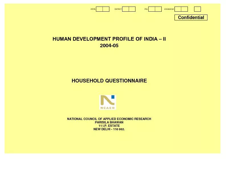 HUMAN DEVELOPMENT PROFILE OF INDIA – II