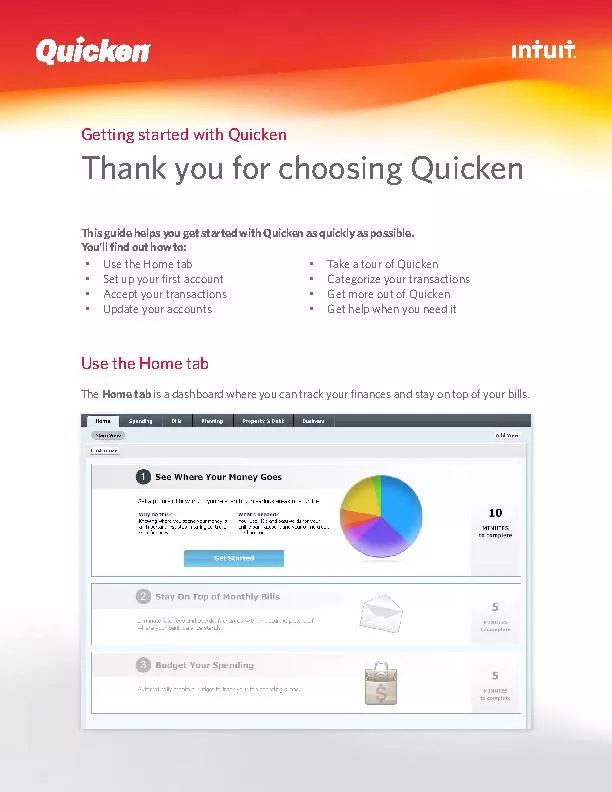 Getting started with QuickenThank you for choosing Quicken