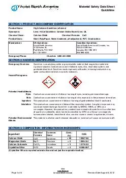 Material Safety Data Sheet Quicklime