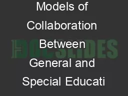 Models of Collaboration Between General and Special Educati