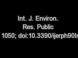 Int. J. Environ. Res. Public Health 1050; doi:10.3390/ijerph90Internat