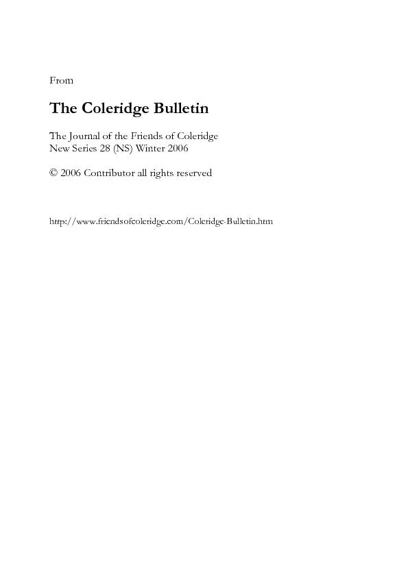 http://www.friendsofcoleridge.com/Coleridge-Bulletin.htm