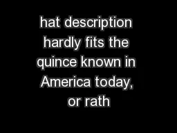 hat description hardly fits the quince known in America today, or rath