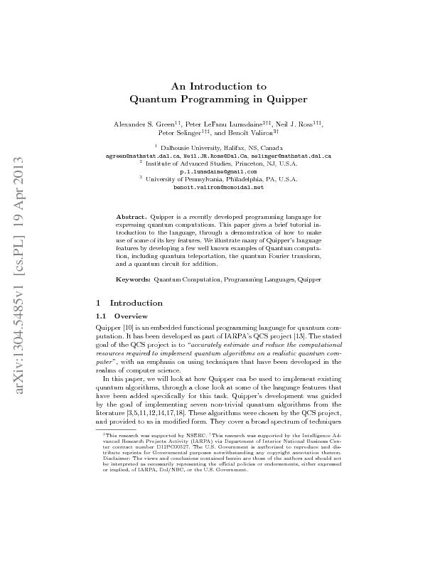usedinquantumcomputation.Eachalgorithmintroduceditsownchallengesthathe