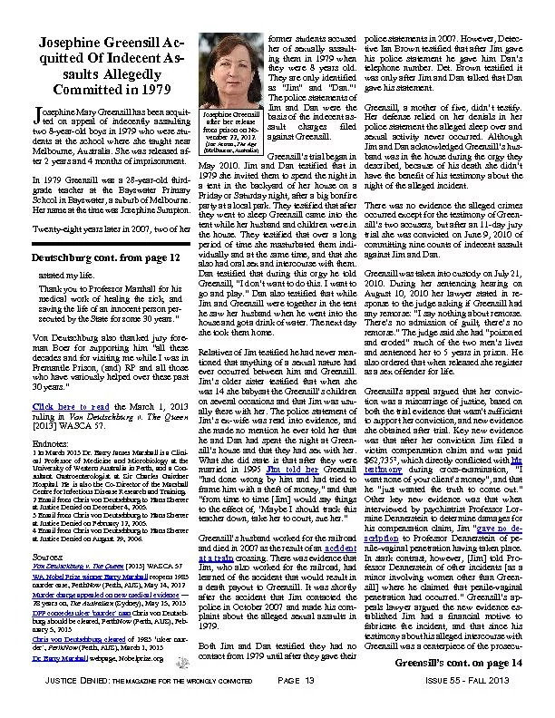 JUSTICE DENIED:THEMAGAZINEFORTHEWRONGLYCONVICTED          PAGE  13