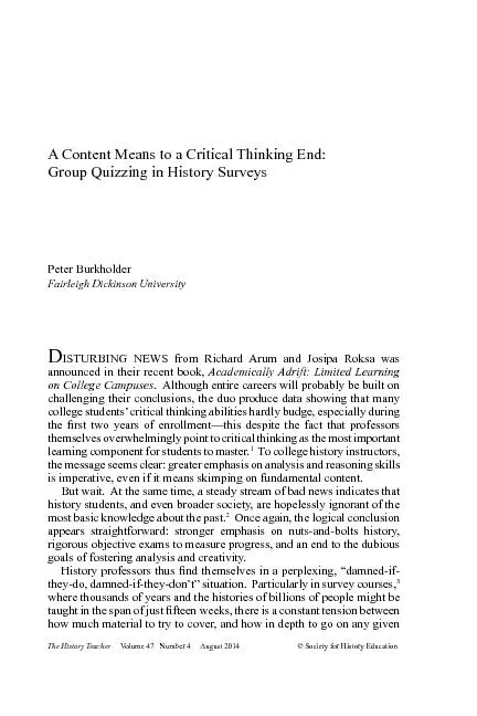 A Content Means to a Critical Thinking End:  from Richard Arum and Jos