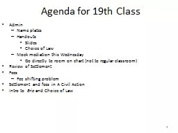 1 Agenda for 19th Class