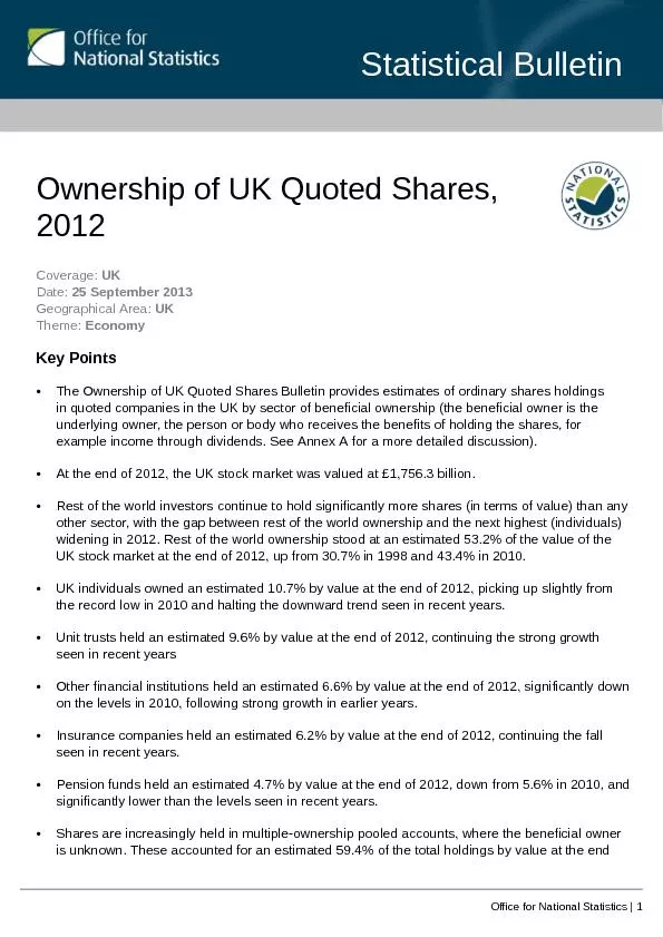 Total market value of UK quoted shares by sector of beneficial owner