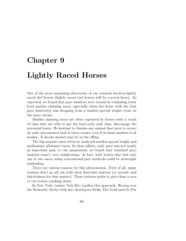 Chapter9LightlyRacedHorsesOneofthemoresurprisingdiscoveriesofourresear