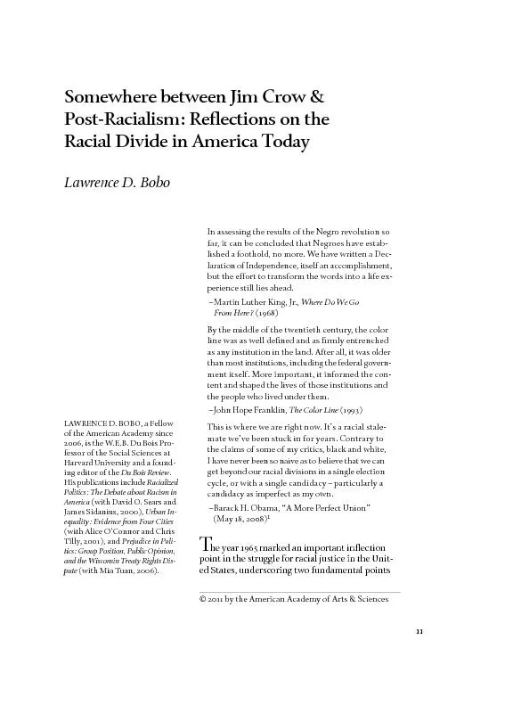 Somewhere between Jim Crow & Post-Racialism: Reflections on the Racial
