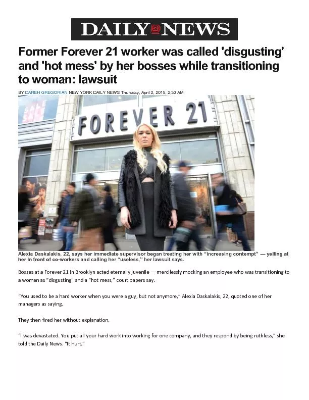 Former Forever 21 worker was called 'disgusPing'