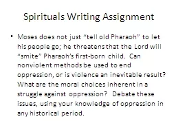 Spirituals Writing Assignment