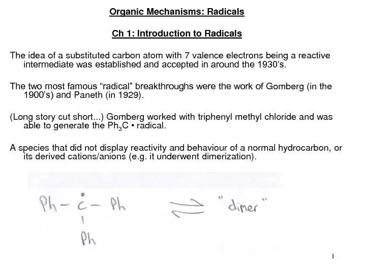 Organic Mechanisms: Radicals