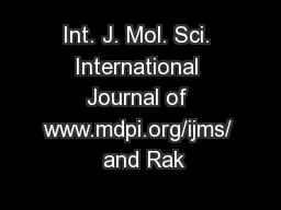 Int. J. Mol. Sci. International Journal of www.mdpi.org/ijms/  and Rak