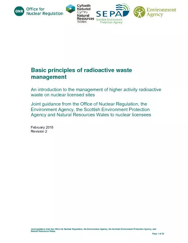 Title of publication  Joint guidance from the Office for Nuclear Regul