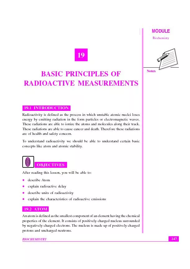 Basic Principles of Radioactive MeasurementsBIOCHEMISTRY