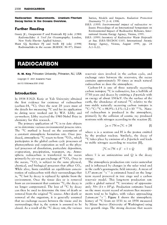 RadiocarbonMeasurements.UraniumDecaySeriesintheOceansOverview.FurtherR