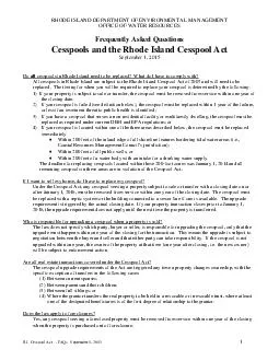 Cesspool Act  FAQs July   RHODE ISLAND DEPARTMENT OF ENVIRONMENTAL MANAGEMENT OFFICE OF WATER RESOURCES Frequently Asked Questions Cesspools and the Rhode Island Cesspool Act of  July   Do all cesspo